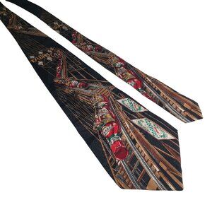 Tabasco Roller Coaster Bottles Server Silk Neck Tie Black Red Novelty Restaurant